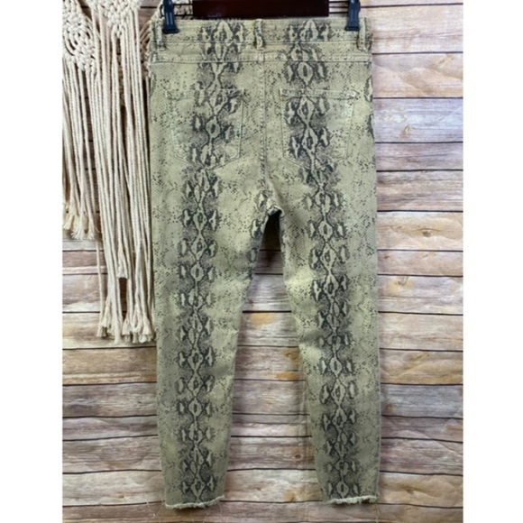 Zara | Snake Python Print Denim Raw Hem High Rise Skinny Ankle Jeans - Picture 5 of 8